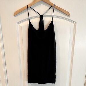 Express Cowl Neck Sheer Overlay Banded Bottom Tank (S)